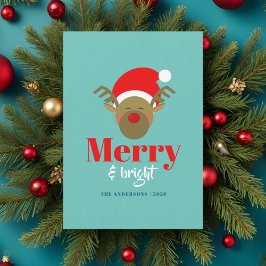 God jul och Bright Reindeer Ansikte Julkort
