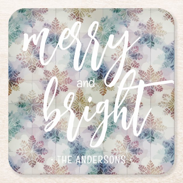 God jul och Bright Snöflingor Underlägg Papper Kvadrat (Framsidan)