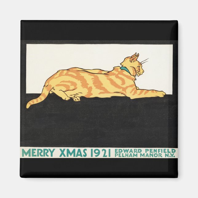 God jul och Cat av Edward Penfield. Magnet (Framsidan)