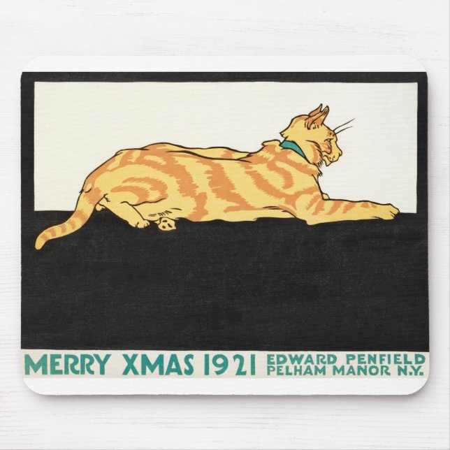 God jul och Cat av Edward Penfield. Musmatta (Framsidan)