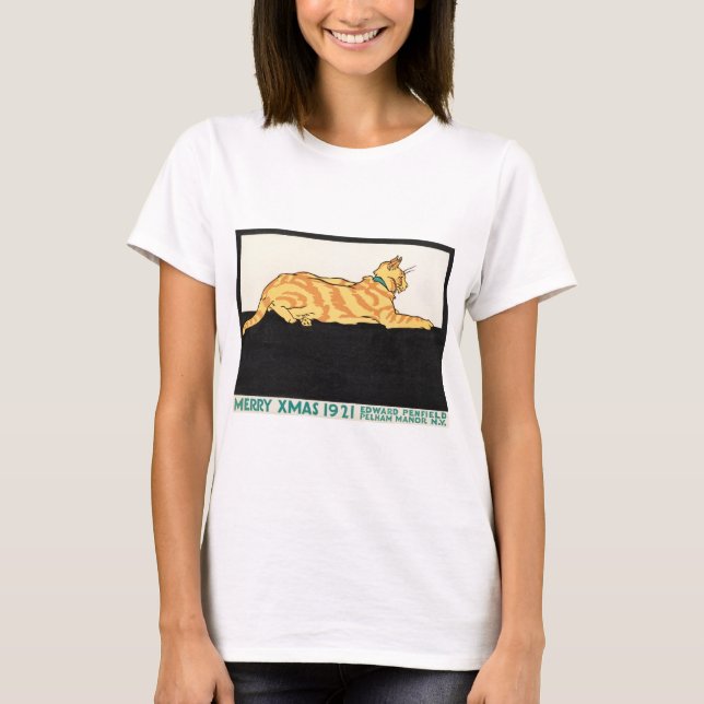 God jul och Cat av Edward Penfield. T Shirt (Framsida)