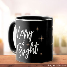 God jul och Elegant i Guld-stjärnan med svart Mugg
