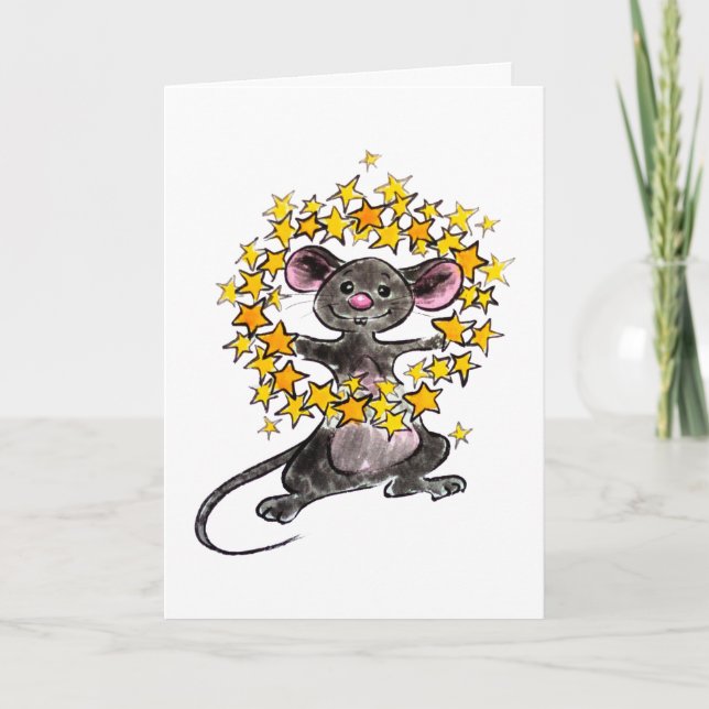 God jul och en Gott nytt år-mus med en Kort (Framsida)