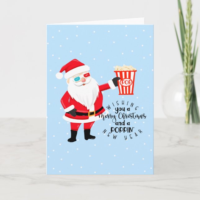 god jul och en poppin-popcorn kort (Framsida)