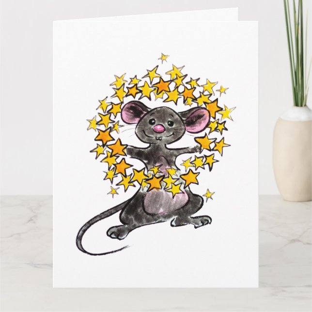 God Jul och ett Gott Nytt År Stjärnmouse Kort (Framsida)