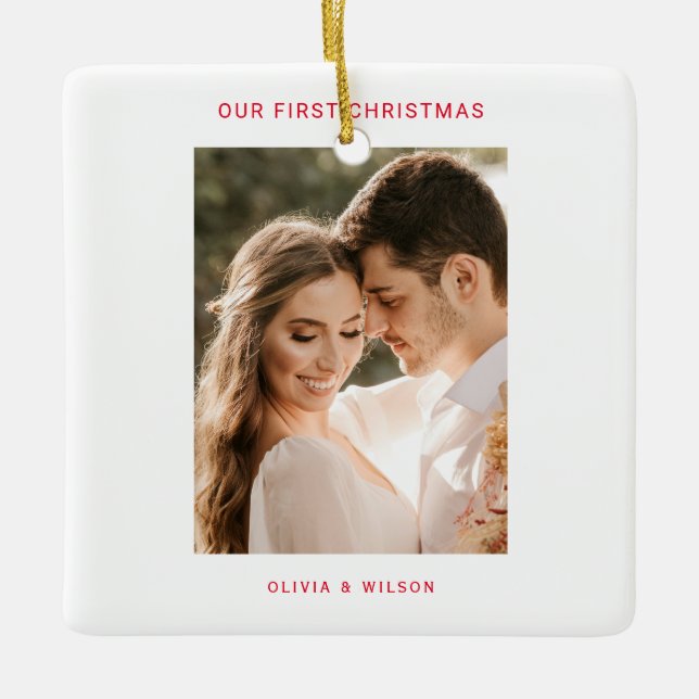 God Jul och Gifta Foto Julgransprydnad Keramik (Framsida)