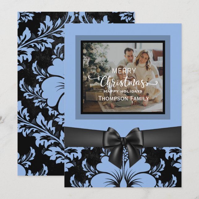 God jul och glad helg, svarta bågar inbjudningar (Fram/baksida)