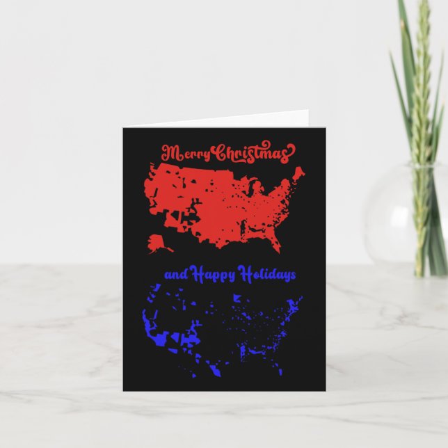 God jul och Glad helg, USA:s Karta Kort (Framsida)