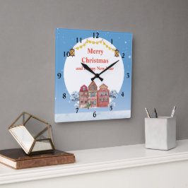 God jul och gott nytt år 10,75" fyrkantig klocka