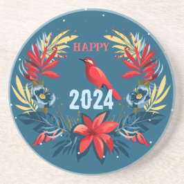 God jul och Gott nytt år! 2024 Röda fåglar Underlägg