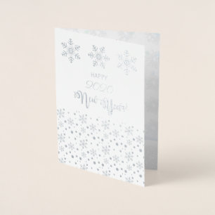 God jul och Gott nytt år! 2025 Snögubbe Folierat Kort