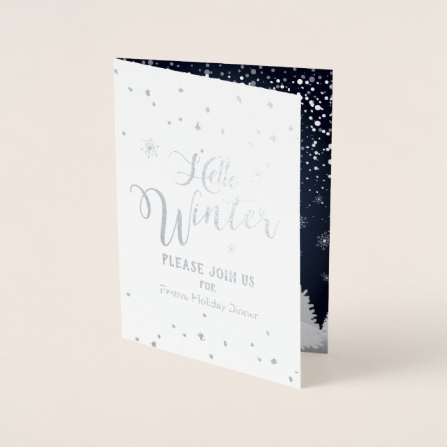 God jul och Gott nytt år! 2025 Vintern Snö Folierat Kort (Framsida)