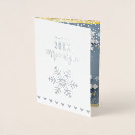 God jul och Gott nytt år! 2026 JULAFTON Snö Folierat Kort