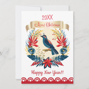 God Jul och Gott Nytt År! 20XX Blå Fågel Julkort