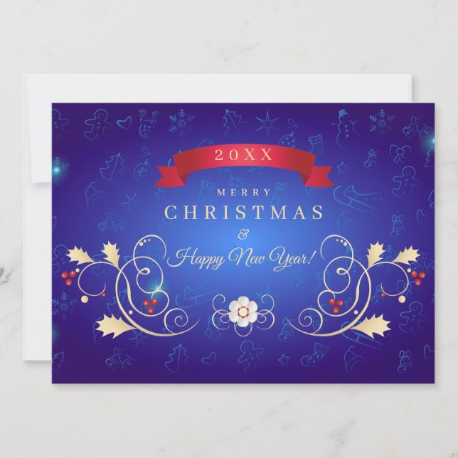 God jul och Gott nytt år! 20XX Blåkort (Framsida)