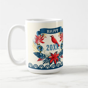 God Jul och Gott Nytt År! 20XX Röd Fågel Kaffemugg