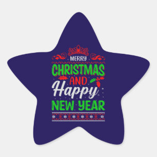 God jul och Gott nytt år-61064 Stjärnformat Klistermärke