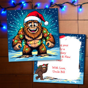 God jul och gott nytt år Bigfoot Julkort