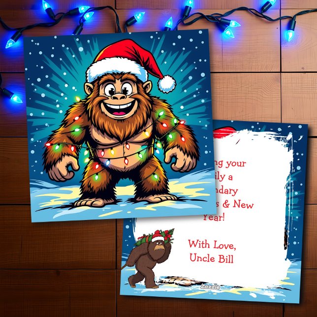 God jul och gott nytt år Bigfoot Julkort (Skapare uppladdad)