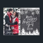 God jul och Gott nytt år Chalk Photo Inbjudan Vykort<br><div class="desc">Elegantens utformning med en elegant,  modern typografi "God jul och Gott nytt år",  på en kritersbakgrund och ditt foto. Använda Anpassa verktyg om du vill lägga till ett eget foto (par,  barn,  familjefoto,  husfoto),  ändra färg på namn så att det passar färgerna och året. Fler idéer i min julfotosamling..</div>