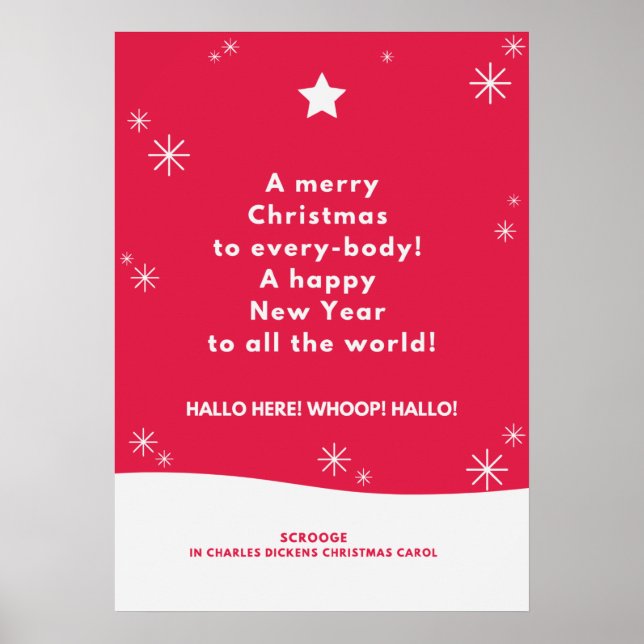 God jul och Gott nytt år Dickens-citat Poster (Framsidan)