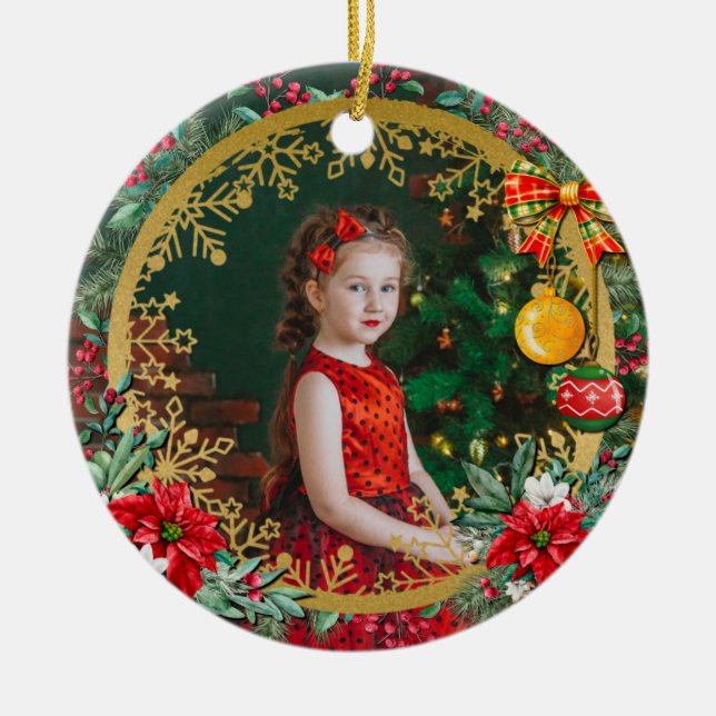 God jul och Gott nytt år efter Kärlek Julgransprydnad Keramik (Framsidan)