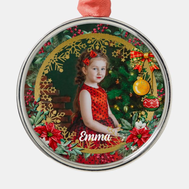 God jul och Gott nytt år efter Kärlek Julgransprydnad Metall (Framsidan)