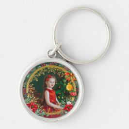 God jul och Gott nytt år efter Kärlek Rund Silverfärgad Nyckelring