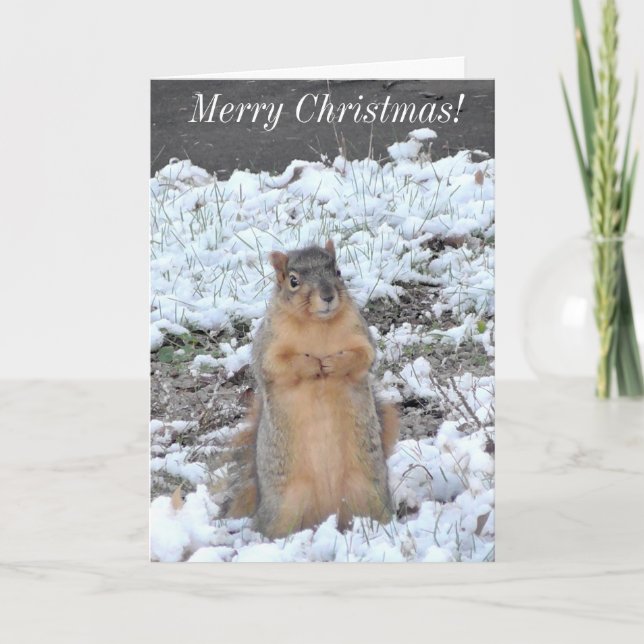 God jul och Gott nytt år-ekorrelvinter Kort (Framsida)