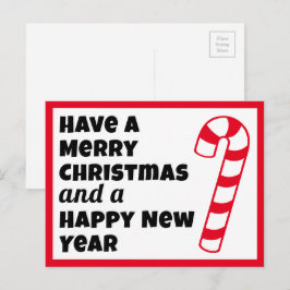 God Jul och Gott Nytt År Godisstav Vykort