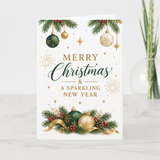 God Jul och Gott Nytt År Guld Ständigt Grön  Kort