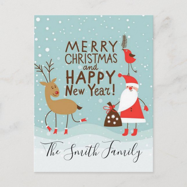 God jul och Gott nytt år Helg Vykort (Framsida)