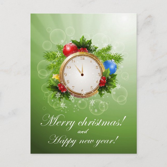 God jul och Gott nytt år Helg Vykort (Framsida)