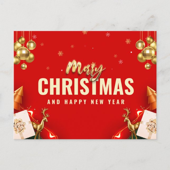 God jul och Gott nytt år Helg Vykort (Framsida)