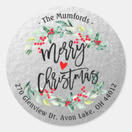 God jul och Gott nytt år Helgdagar Adress Runt Klistermärke
