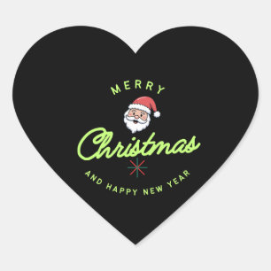 God jul och gott nytt år hjärtformat klistermärke