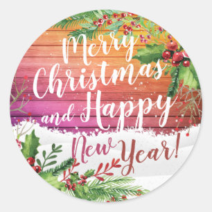 God jul och Gott nytt år Holiday Greetings Runt Klistermärke