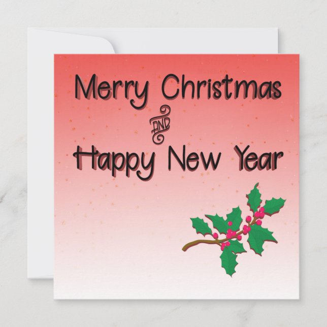 God jul och Gott nytt år Holly Inbjudningar (Framsida)