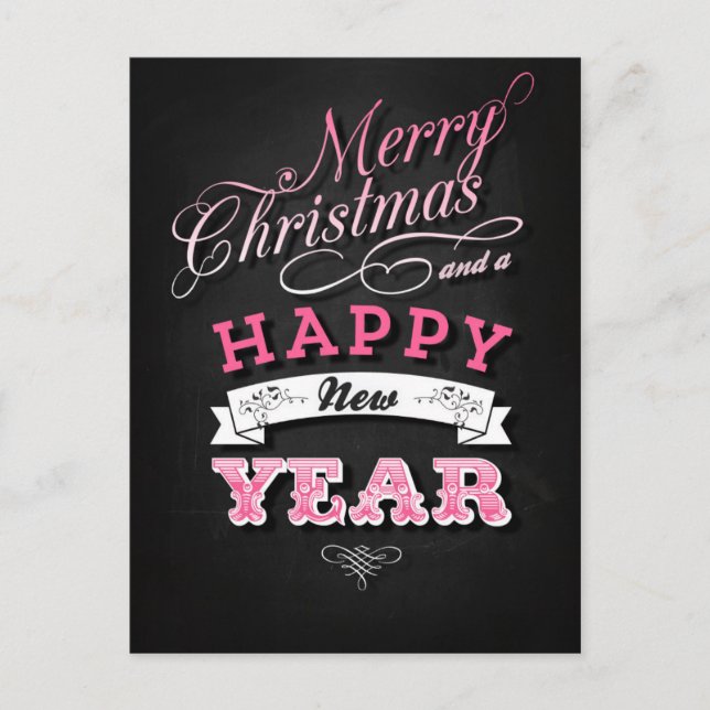 God jul och Gott nytt år i Rosa Helg Vykort (Framsida)