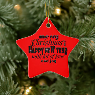 God jul och Gott nytt år Julgransprydnad Keramik