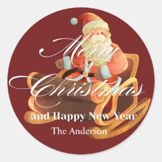 god jul och gott nytt år Klassisk rund Runt Klistermärke