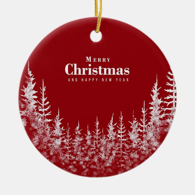God jul och gott nytt år-kort julgransprydnad keramik (Framsidan)