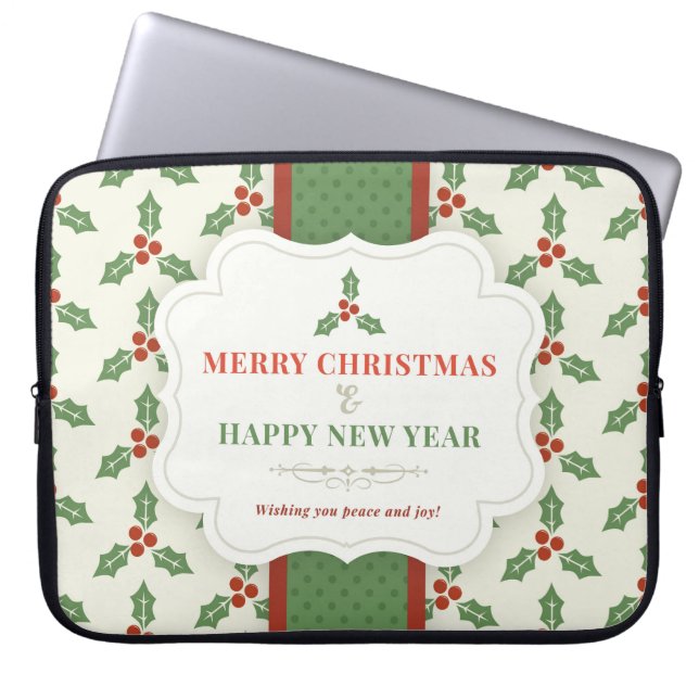 God jul och Gott nytt år Laptop Fodral (Framsidan)