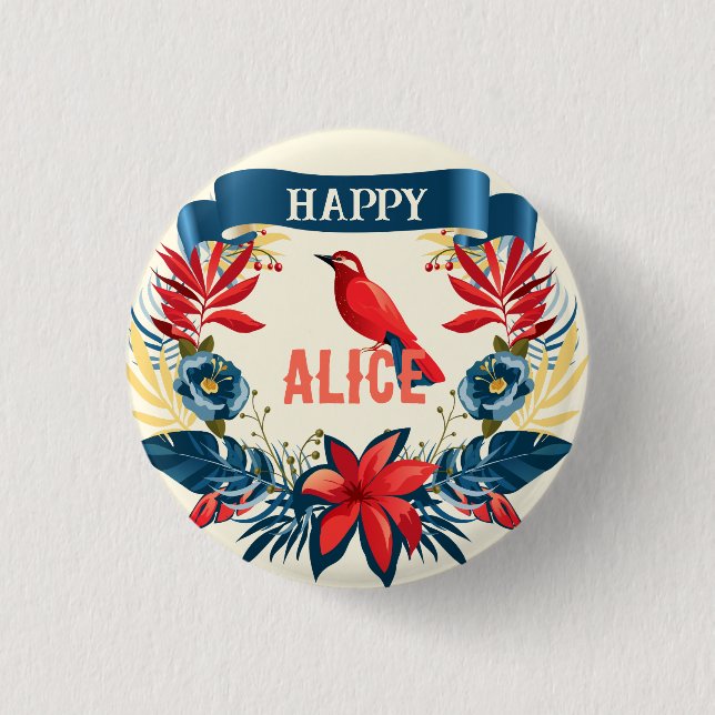 God Jul och Gott Nytt År! Monogram Knapp (Framsida)