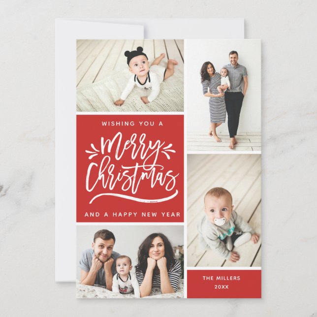 God jul och Gott nytt år Multi Photo Julkort (Framsida)
