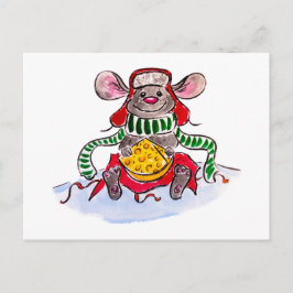 God jul och Gott nytt år Ost Mouse Vykort