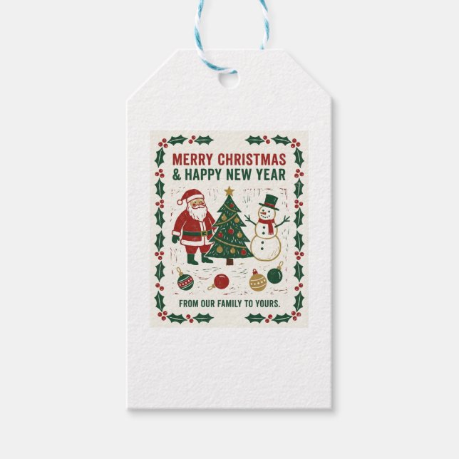 God jul och gott nytt år presentetikett (Framsidan)