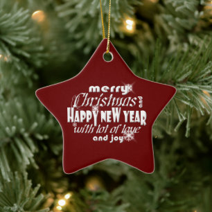 God jul och Gott nytt år Red Julgransprydnad Keramik