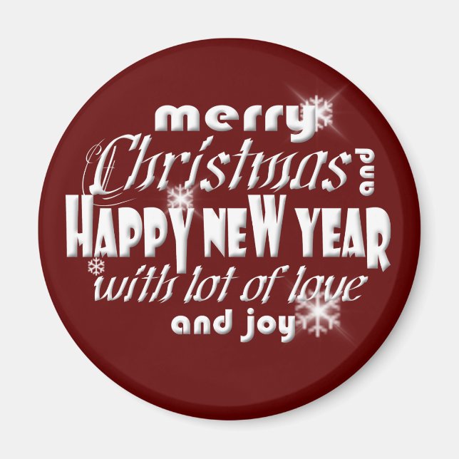 God jul och Gott nytt år red Magnet (Framsidan)