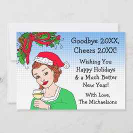 God Jul och Gott Nytt År Retro Dam Kort
